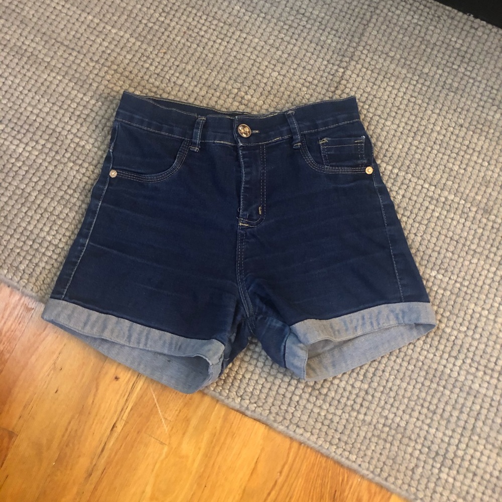 High-waisted denim shorts